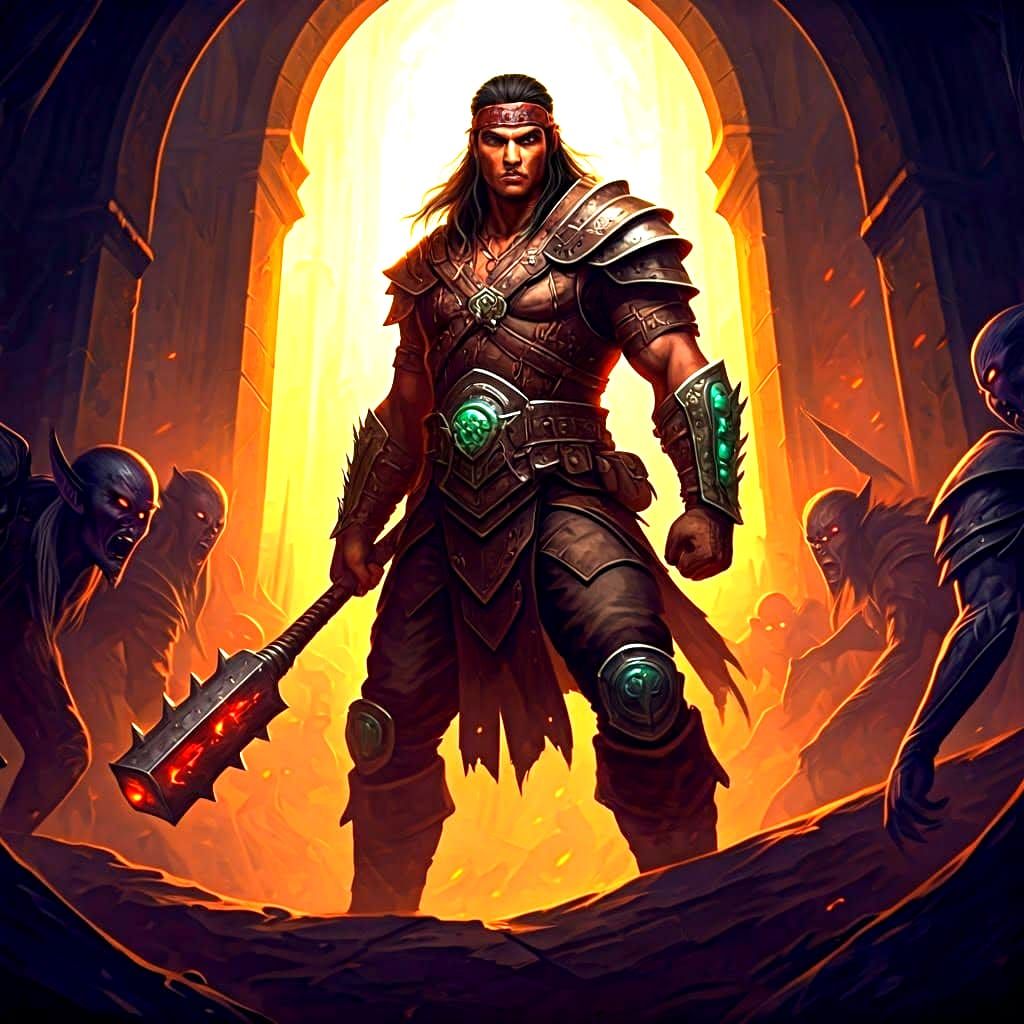 Sword-Wielding Warrior Stands Tall in Dungeon Battle