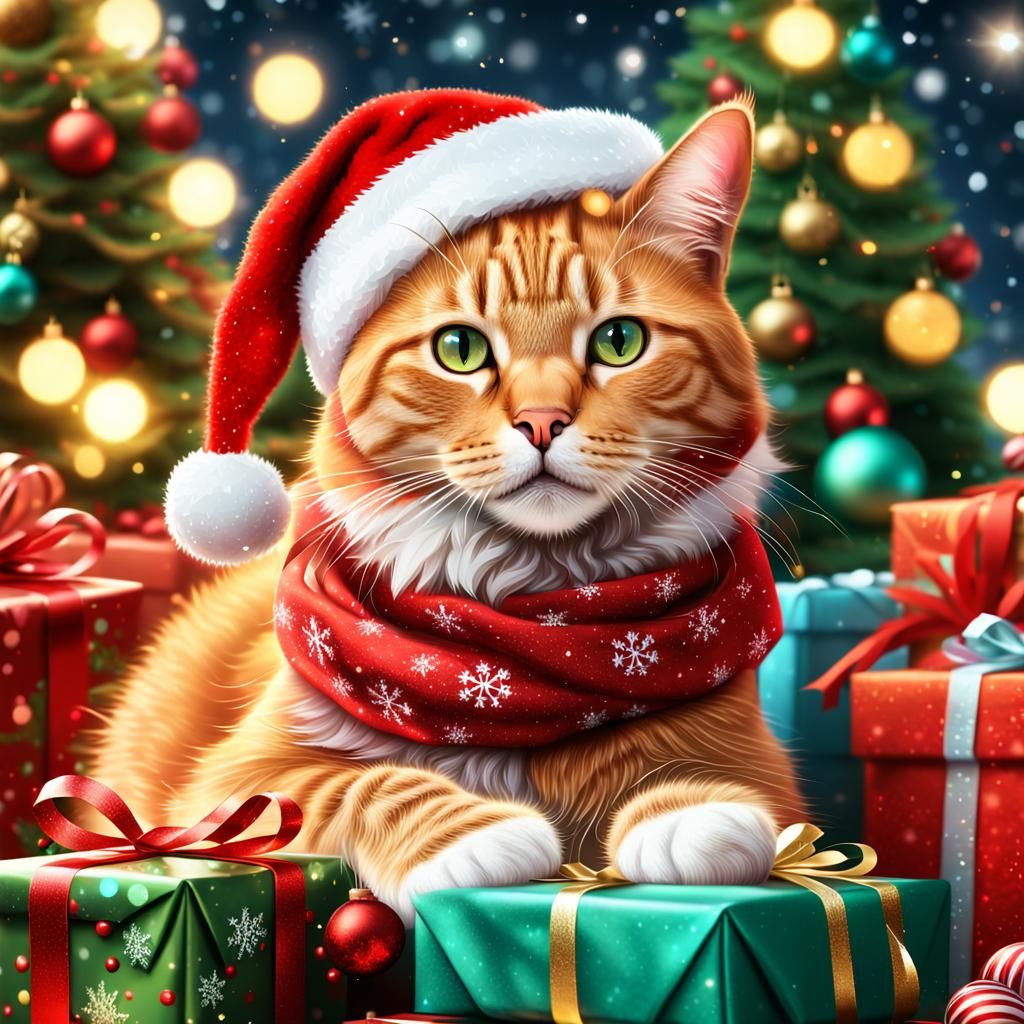 Ginger Cat in Christmas Wonderland