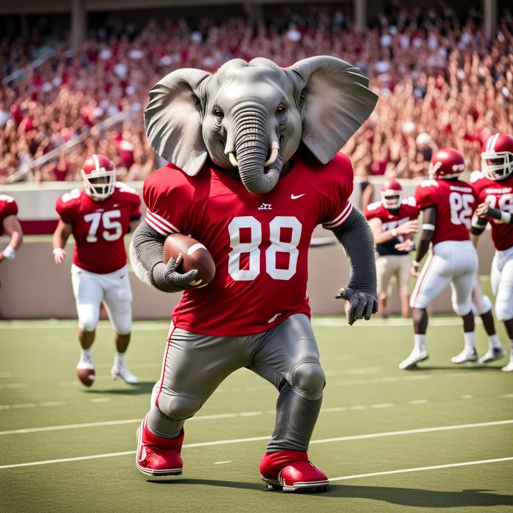 Alabama Elephant Mascot Plays Football