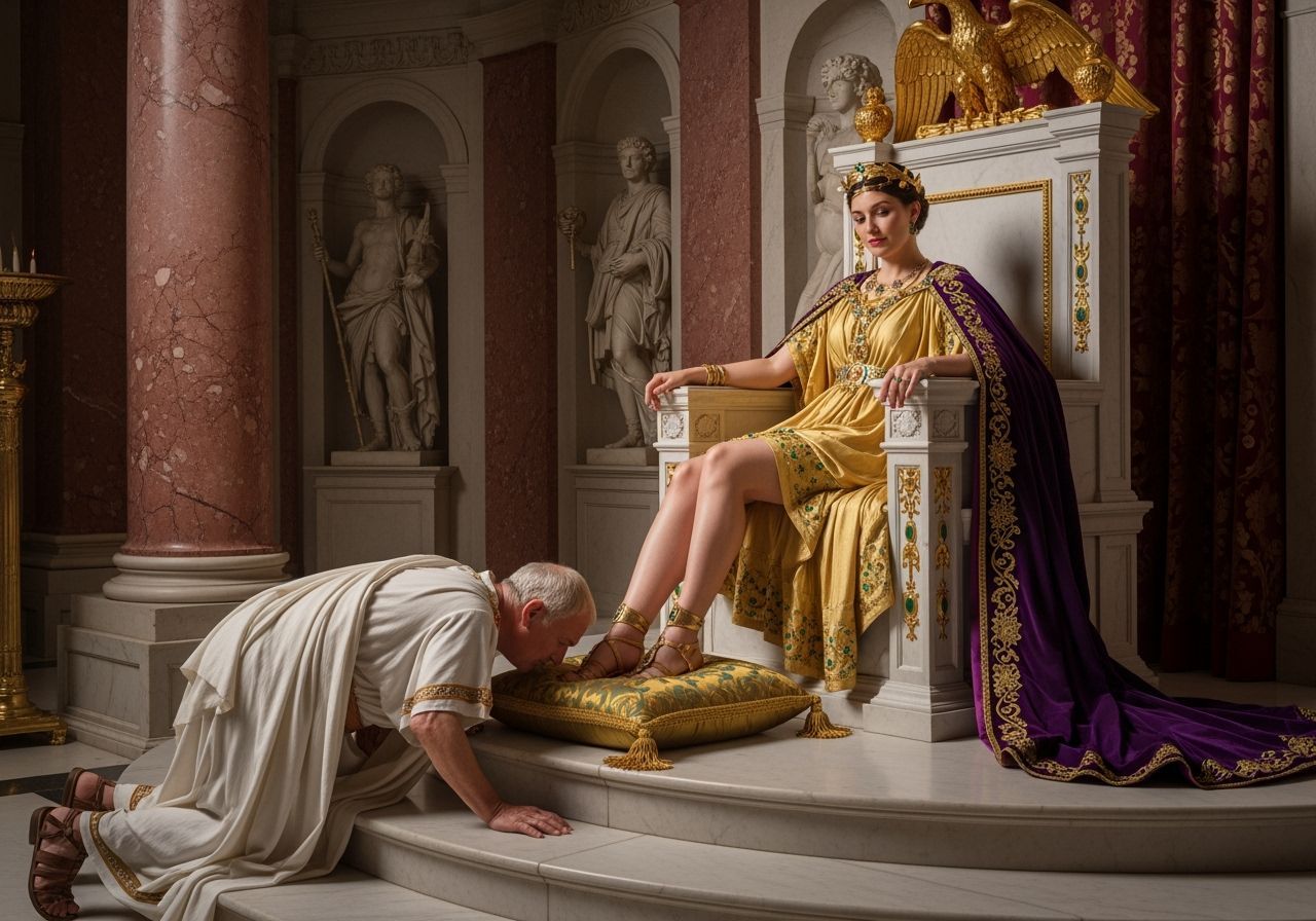 Empress Messalina on Lavish Throne in Baroque Style