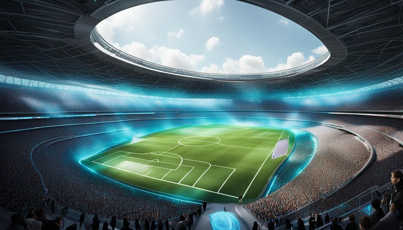 Futuristic Football Stadium with Hologram Technology