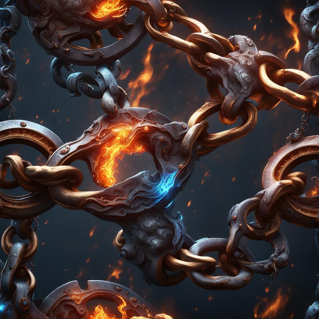 Detailed Matte Painting of Metal Flame Quenching Chain