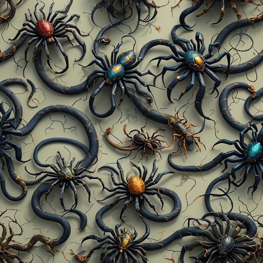 Fantastical Snake Spider in Detailed Matte Painting