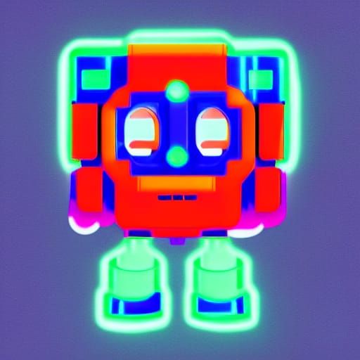 Mega Man Astro Boy Hybrid in Neon Retro Style