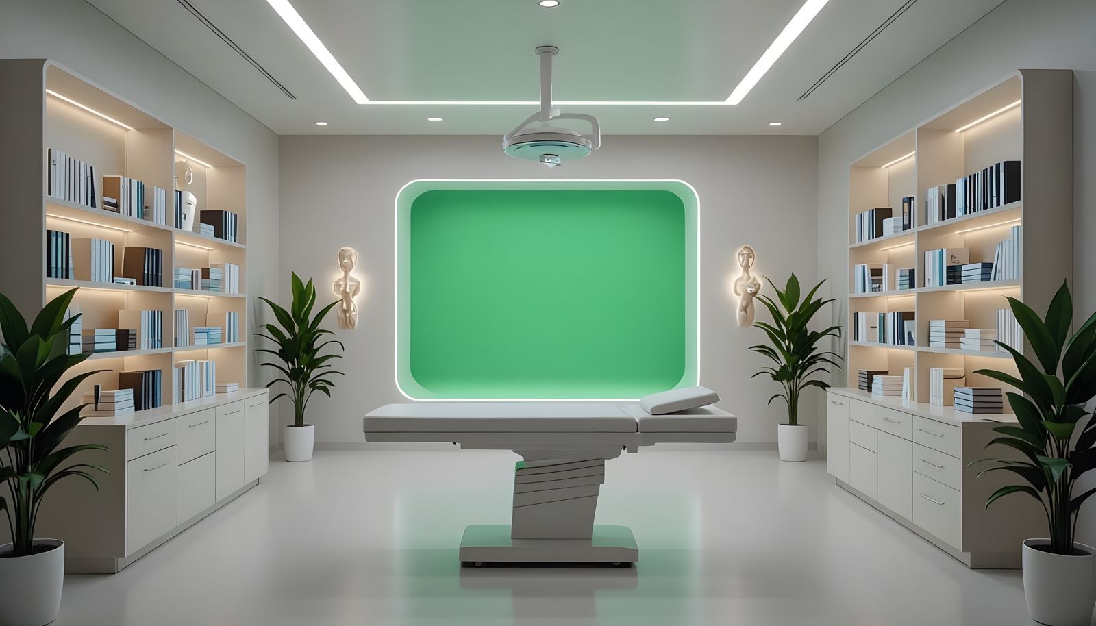 Spacious Clinic Room with Green Screen in Photorealistic Sty...