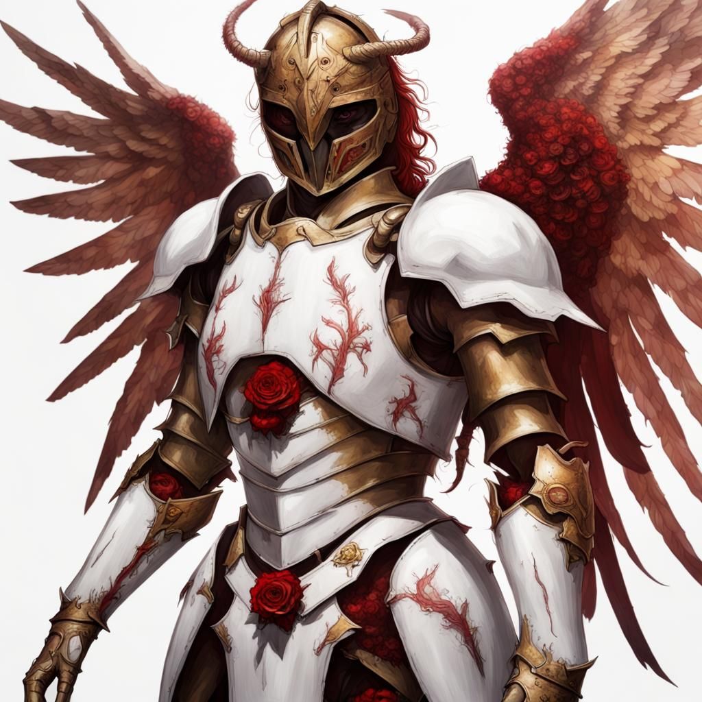 Rose Knight in Living Armor: Hyperrealistic Fantasy