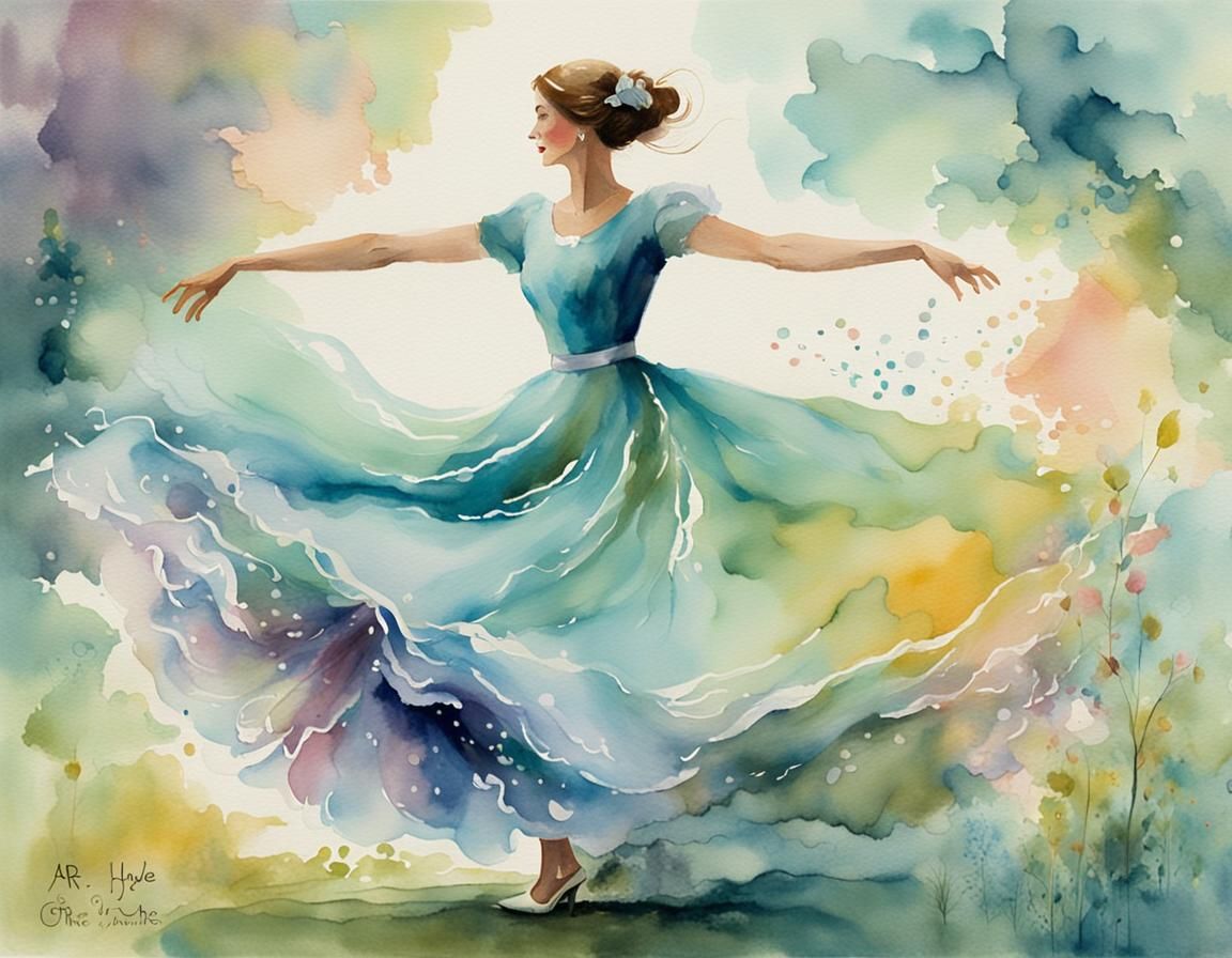 Mrs. Hyde Dancing: Whimsical Watercolor Painting