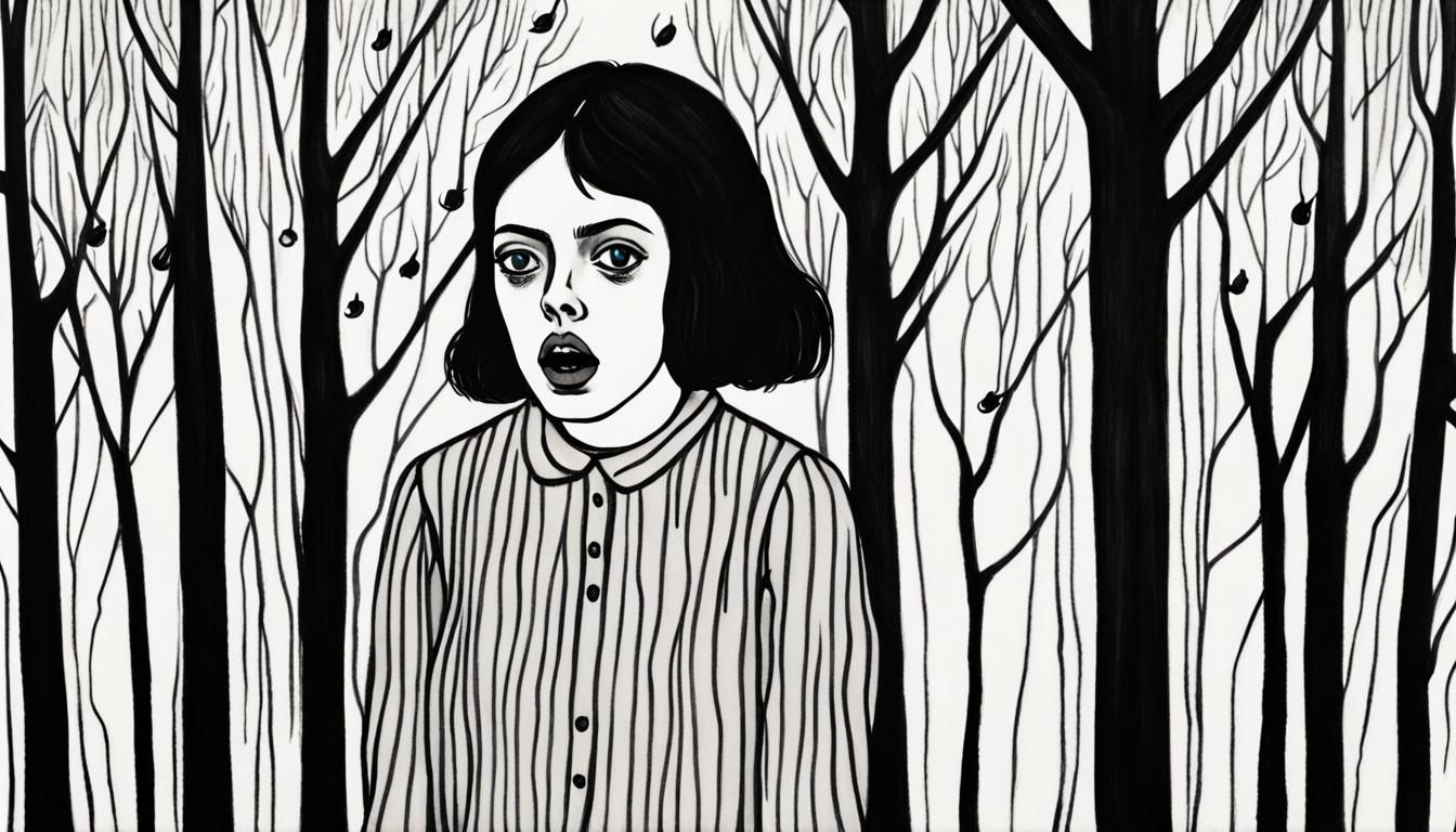 Aubrey Plaza Screaming with Fireflies, Expressionist Style