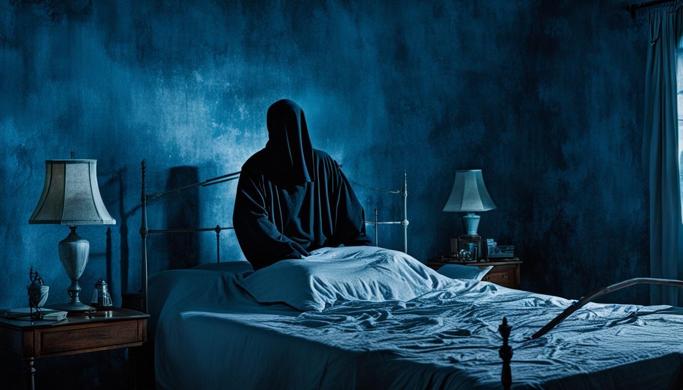 Mysterious Figure Looms at the Foot of a Bed