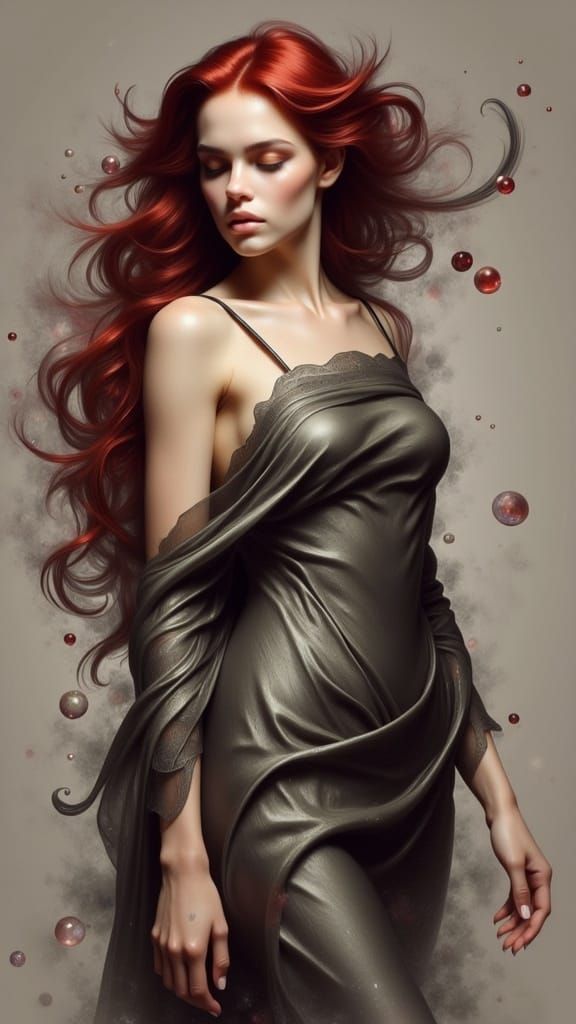 Ethereal Beauty in Silk Gown