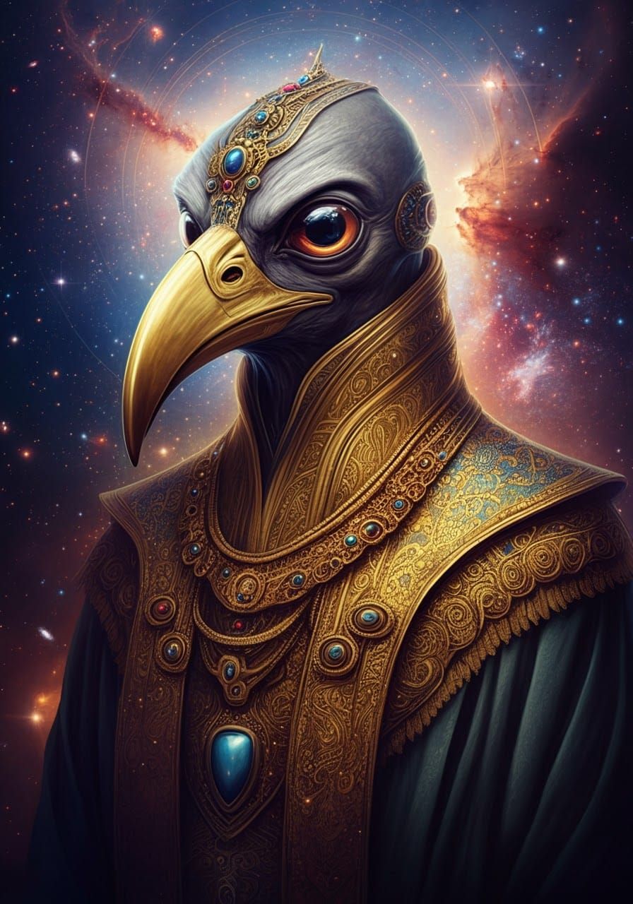 Hawk-faced Alien Officer in Opulent Robes
