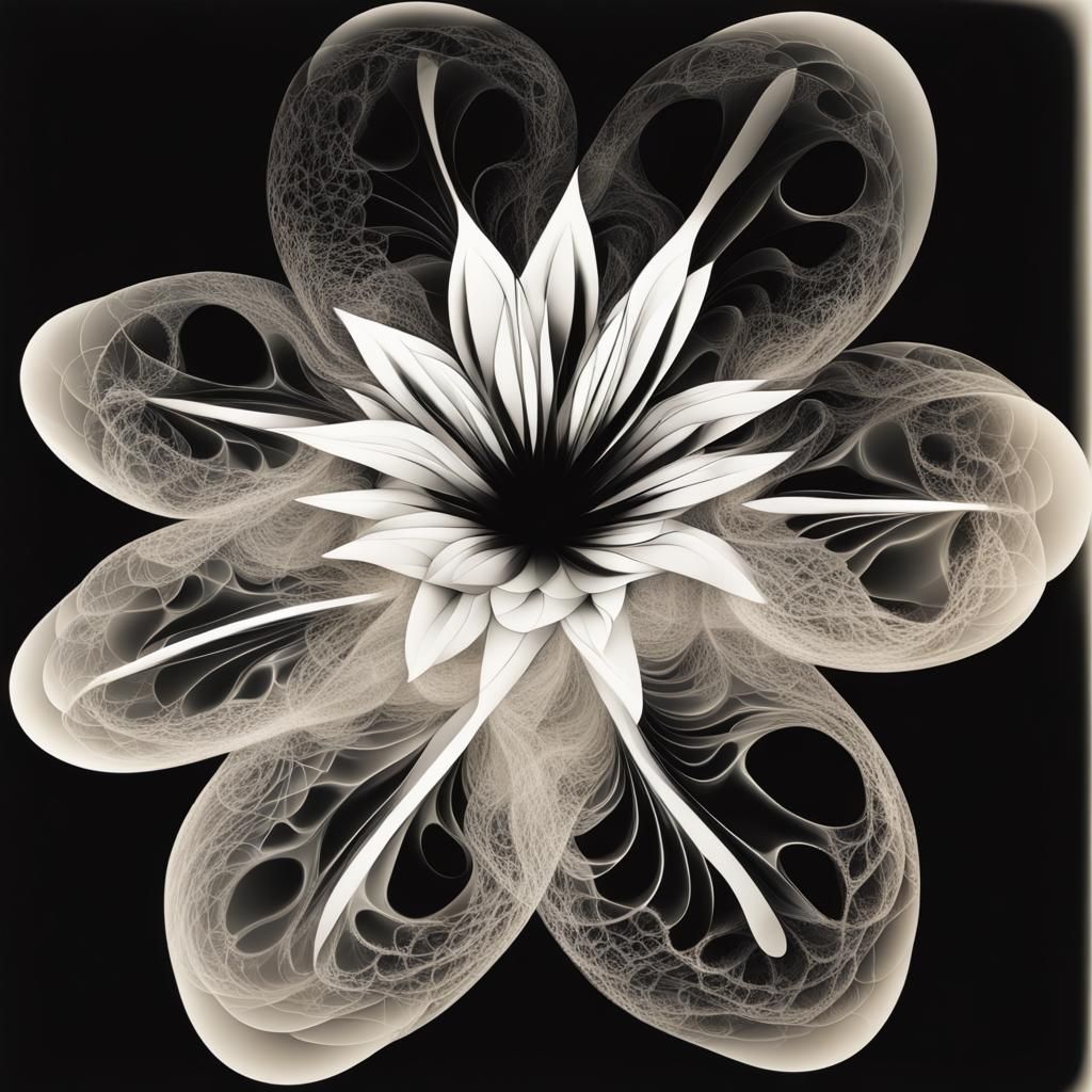 Abstract Flower Photogram with 3D Shading