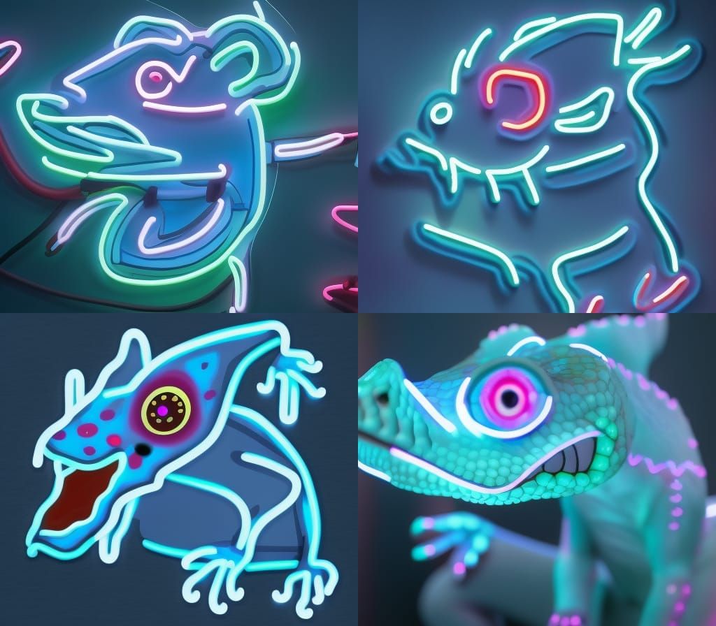 Vibrant Neon Lizard Illustration