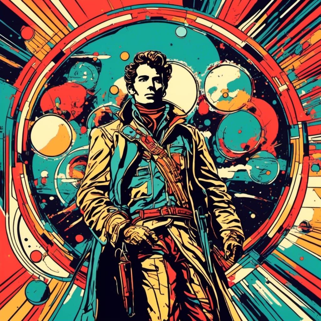 Retro Space Cowboy in Pop Art Screen Print
