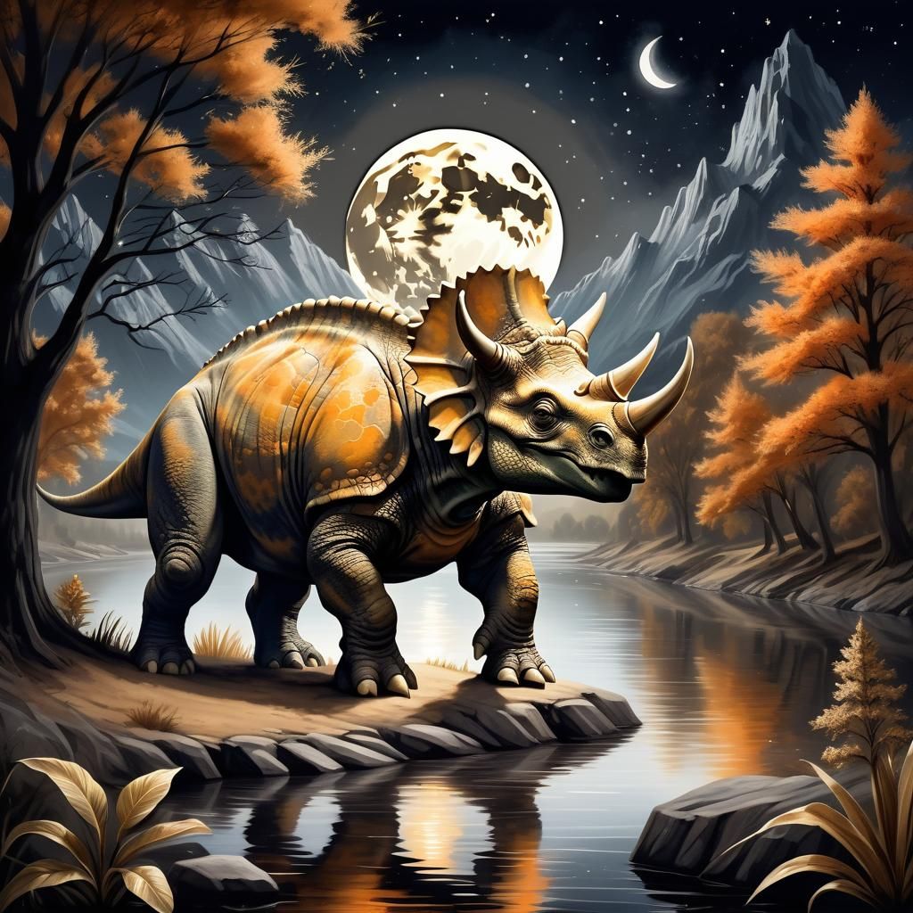 Triceratops by the river