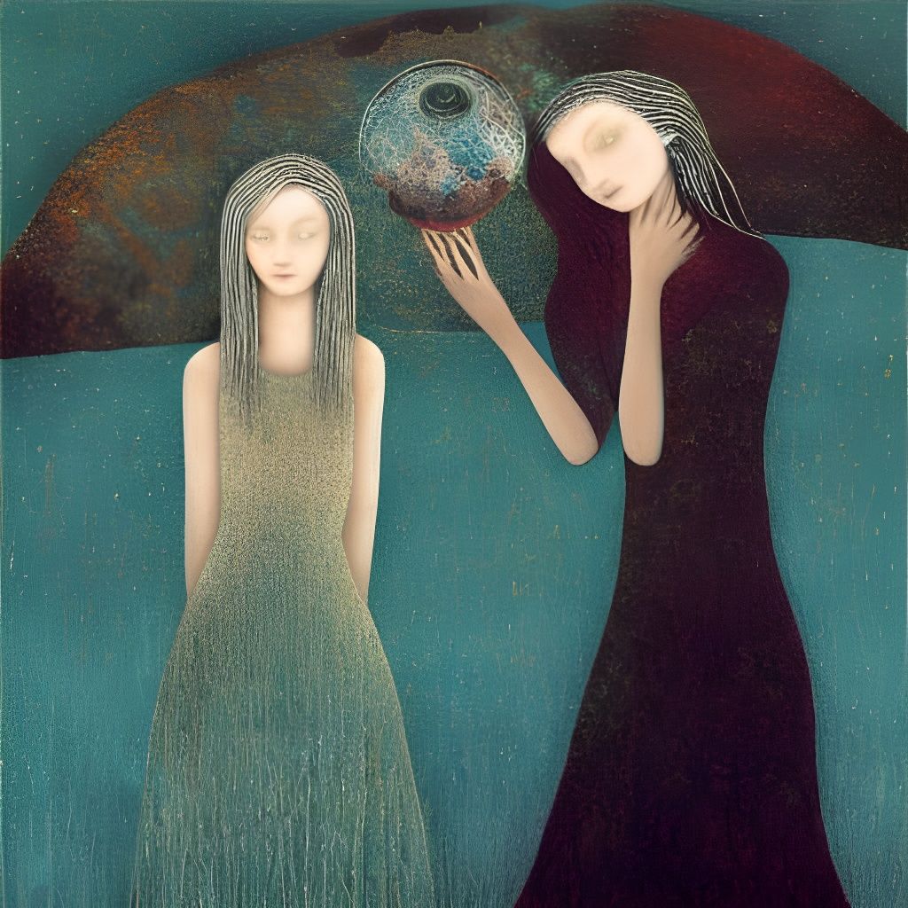 Pretty Girls in Textured Surrealist Style