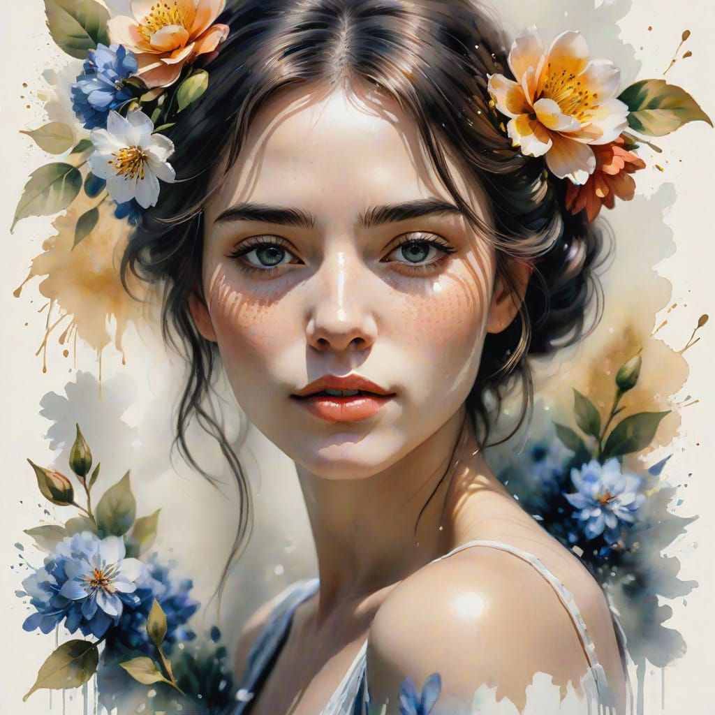 Ethereal Girl in Whimsical Bloom