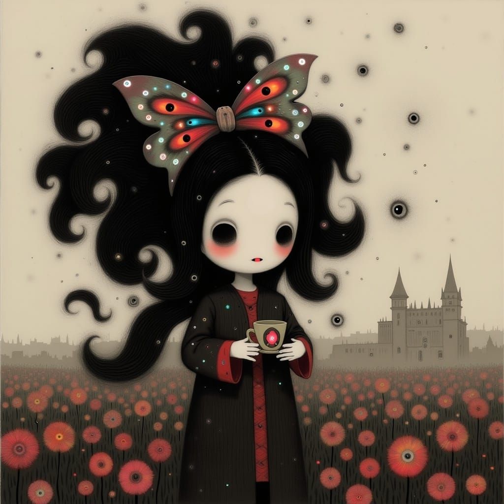 Snow White with Squirrel in Airbrush Style