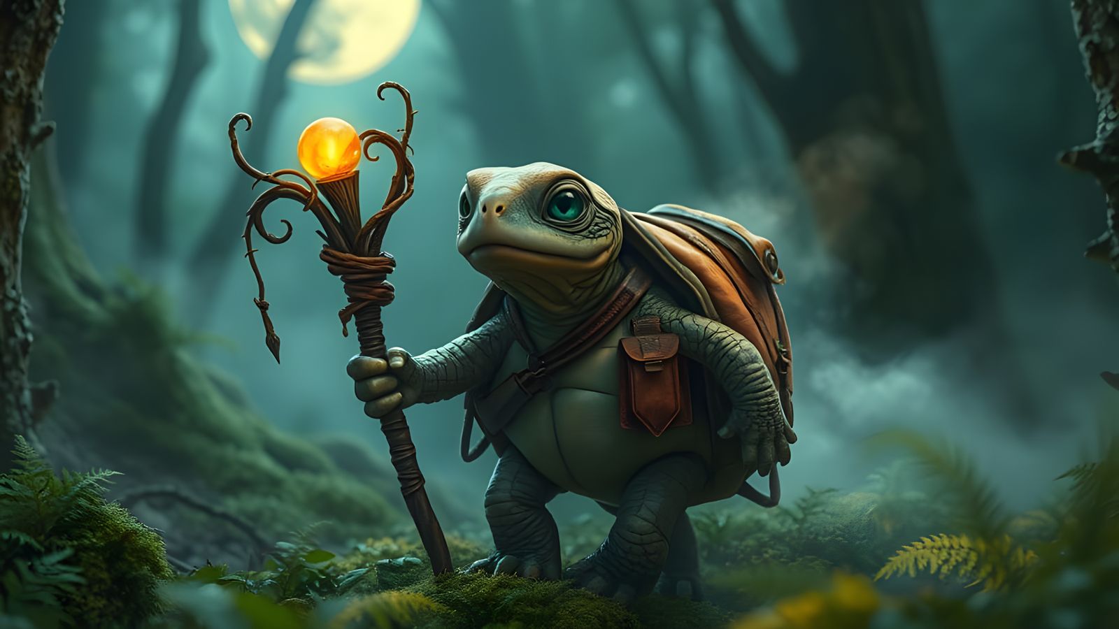 Mystical Turtle Wanderer in Whispers of Fog