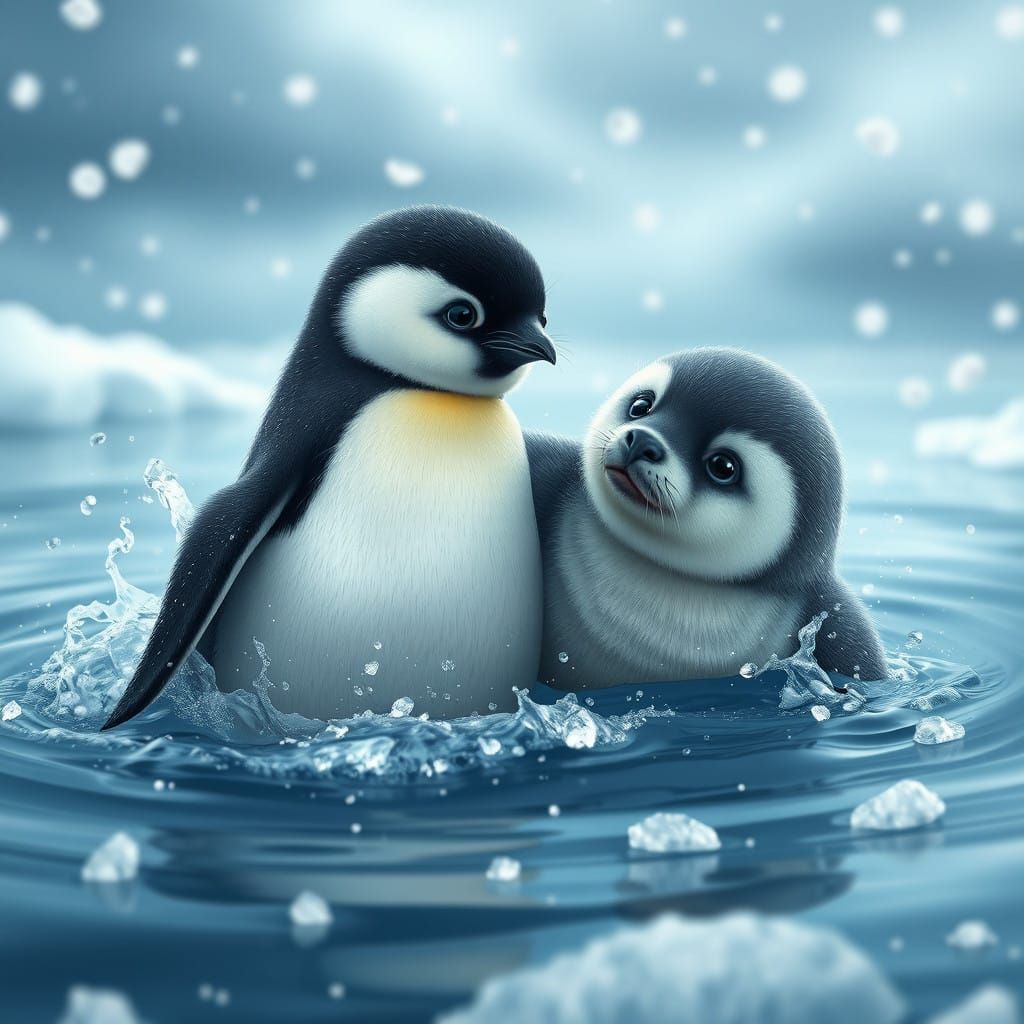 Magical Arctic Friends at Play in Winter Wonderland