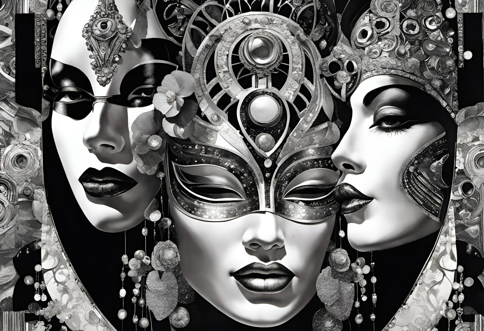 Bohemian Masks in German Expressionism Style