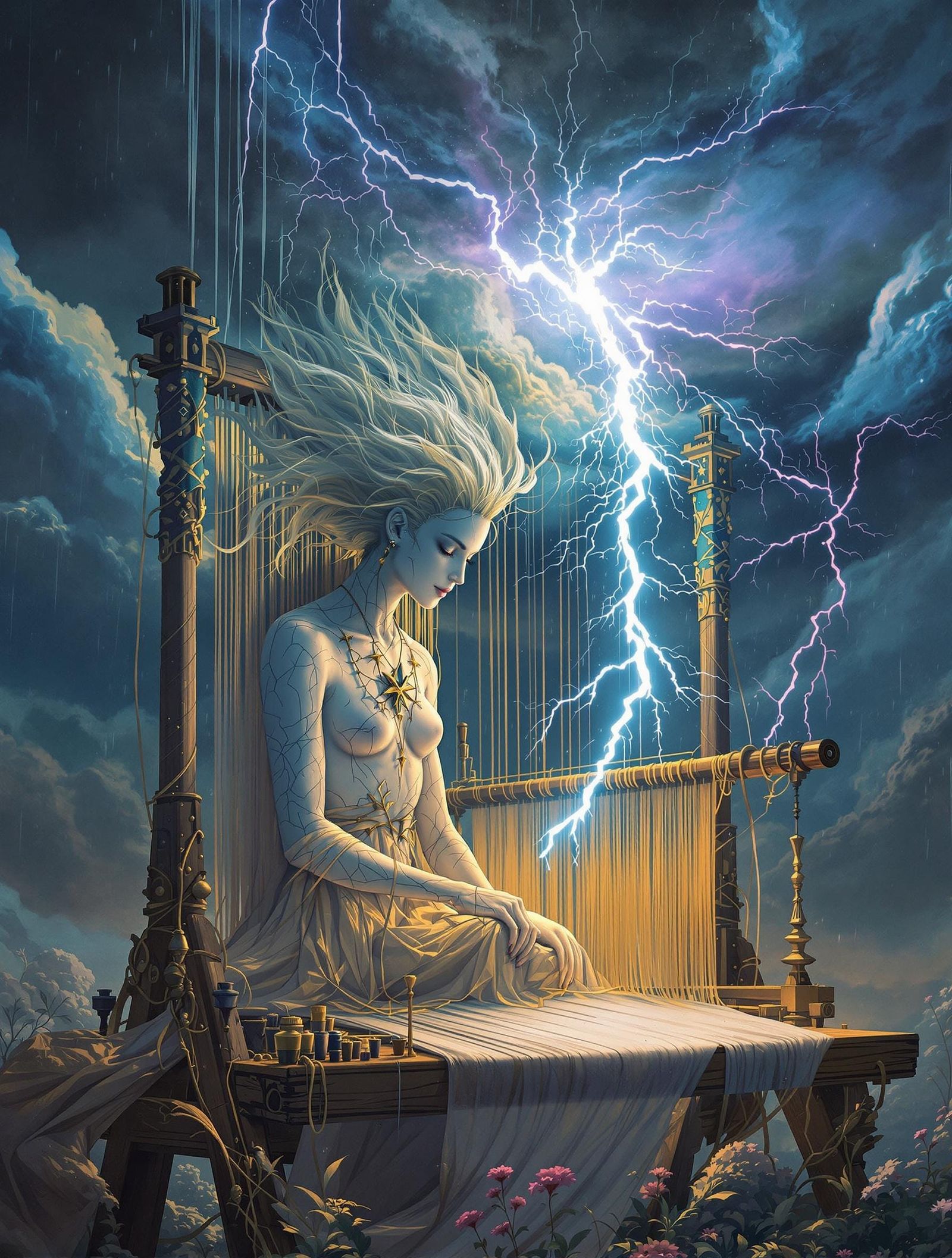 Celestial Storm-Weaver at a Heavenly Loom