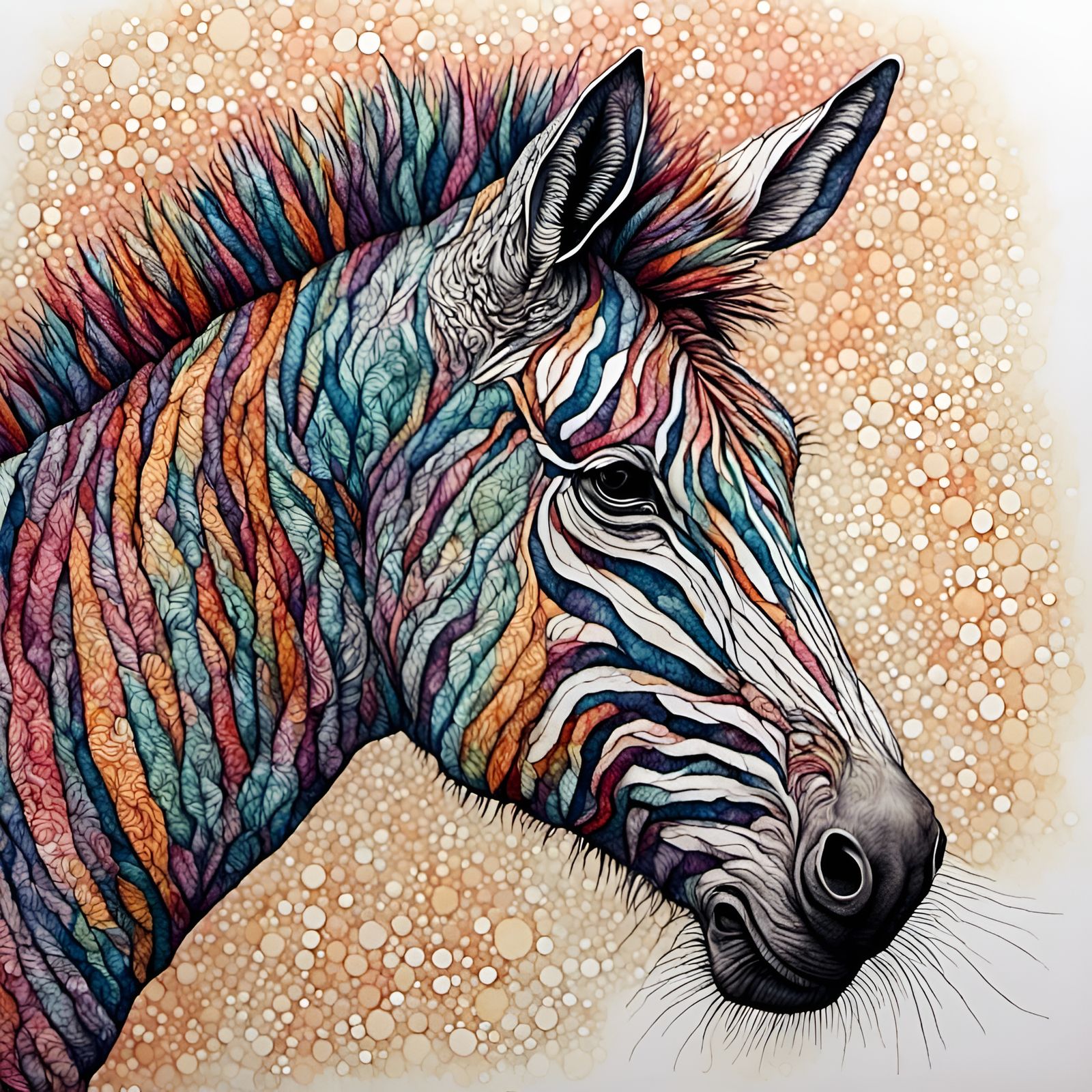 Zebra in Savanna as Zentangle Line Drawing
