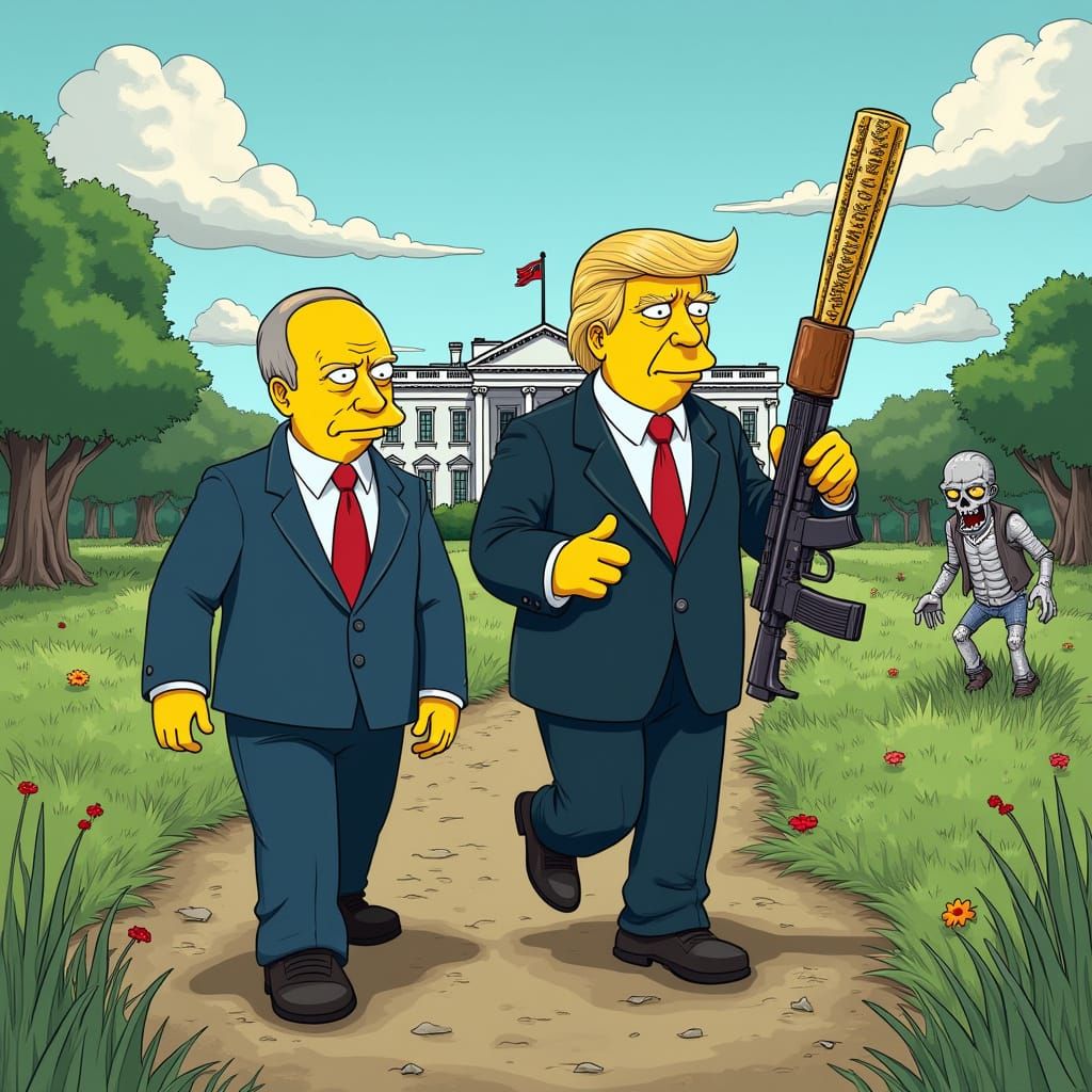 Simpsons-Style Putin and Trump Navigate Zombie Apocalypse