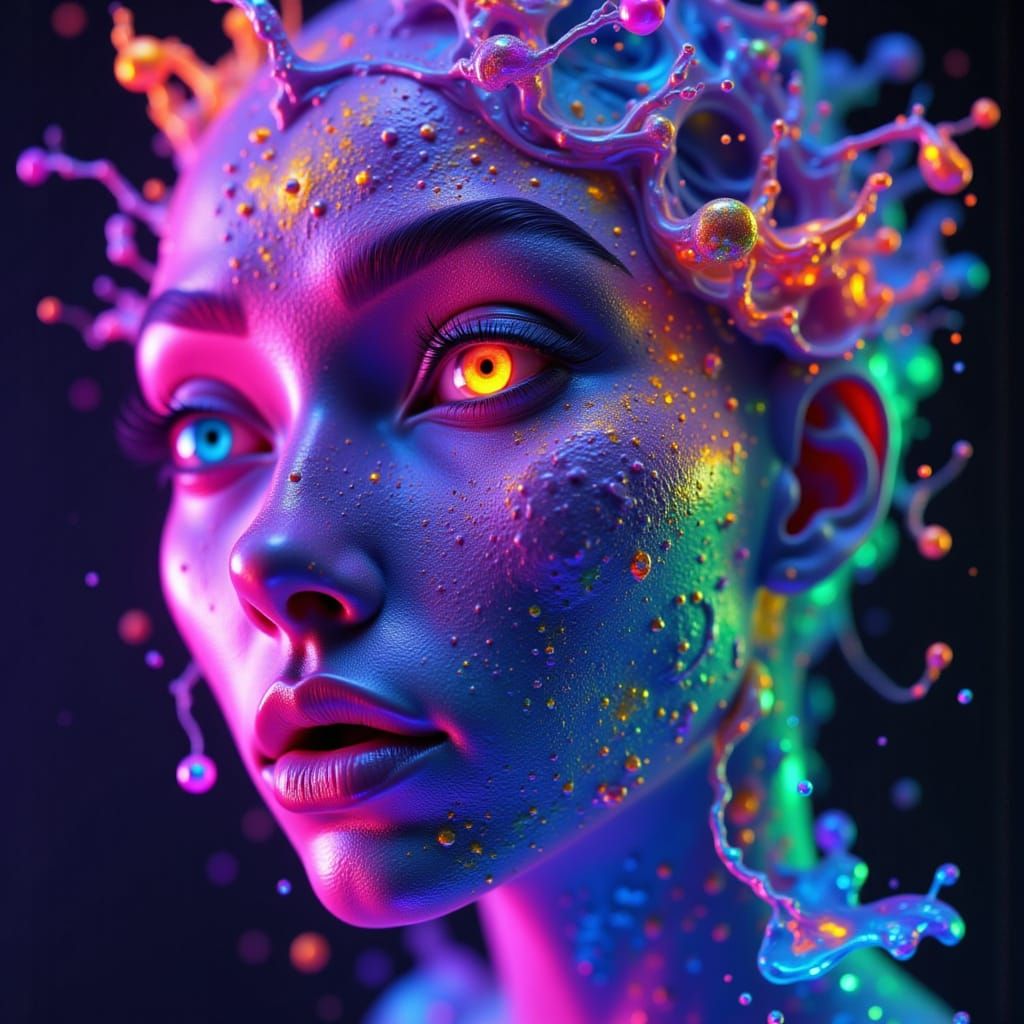 Iridescent Genie Trapped in a Mirror, Fantasy Concept Art