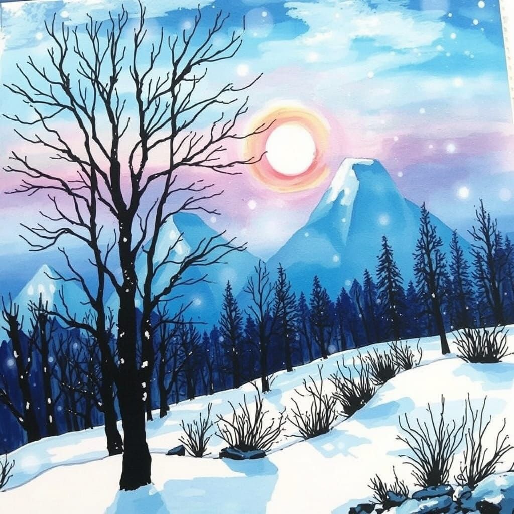 Alcohol Ink Painting Winter Landscape!"