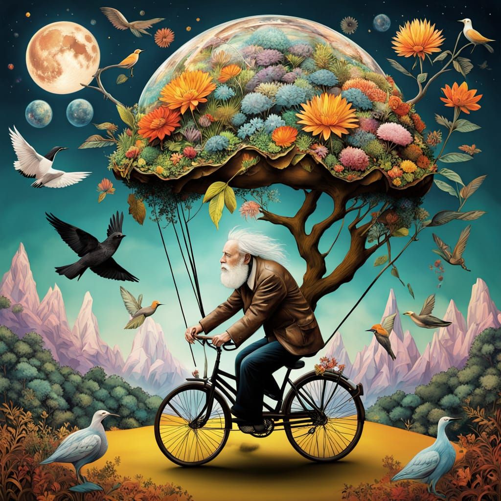 Surreal Tea Party on Floating Island: Ethereal Art