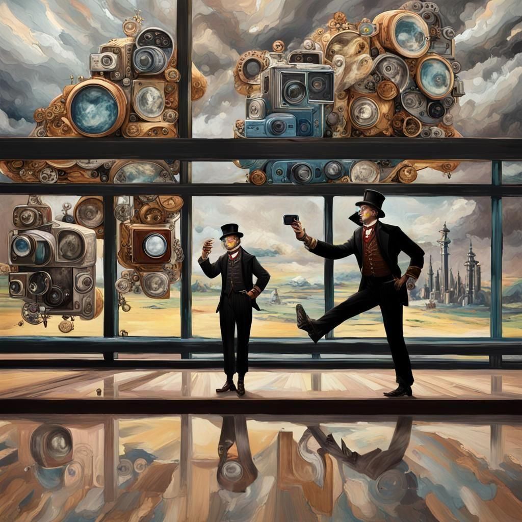 Steampunk Selfie Spectacle: Anthropomorphic Figures in Maxim...