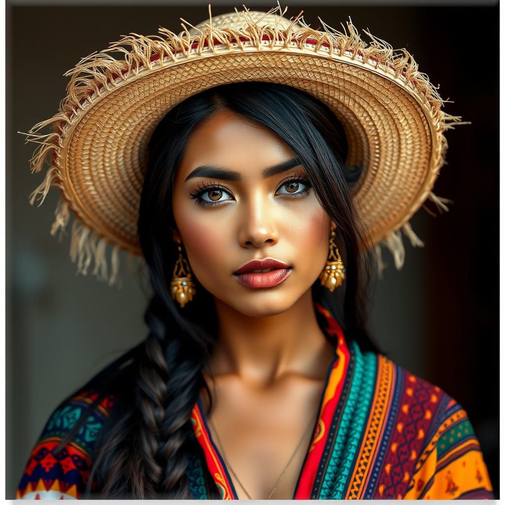 Stunning Woman in Vibrant Headwear