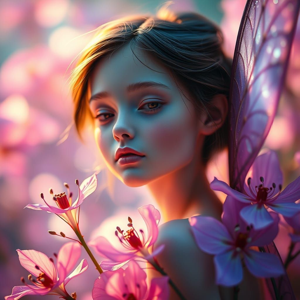 Enchanted Fairy in a Radiant Floral Wonderland