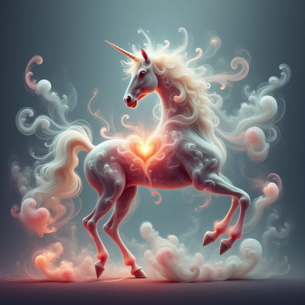 Mythical Horse with Pulsing Heart in Dreamlike Aura