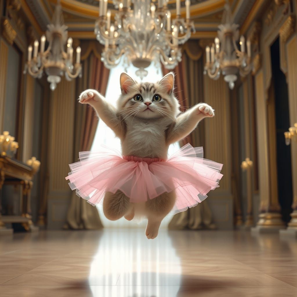 Whimsical Ballerina Ragdoll Cat in Pastel Hues