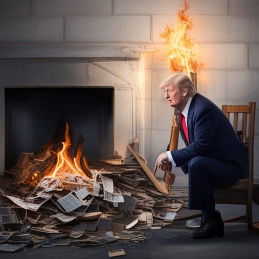 Controversial Image: Documents Burning in Fireplace