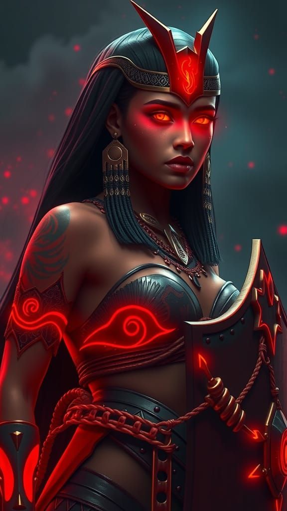 Ancient Egyptian Warrior with Glowing Tattoos