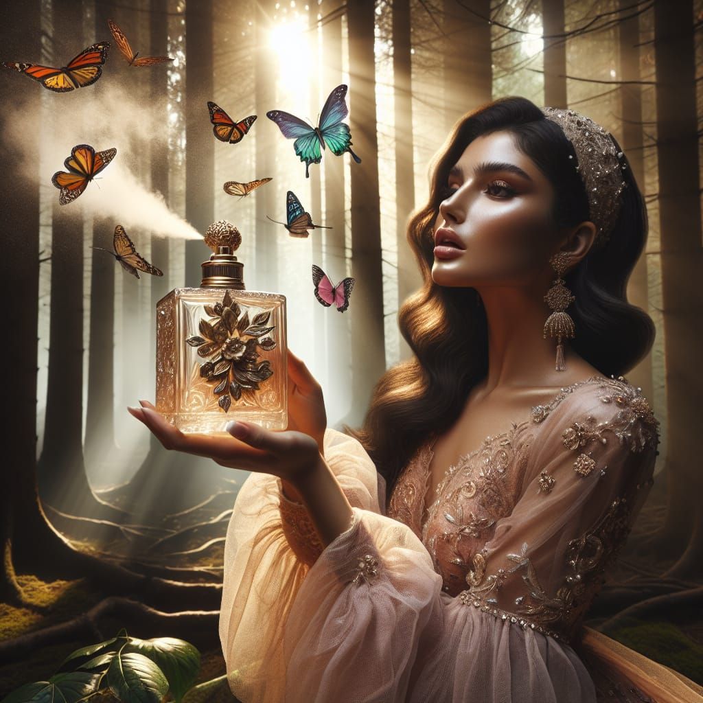 Princess Sprays Perfume, Butterflies Emerge in Forest