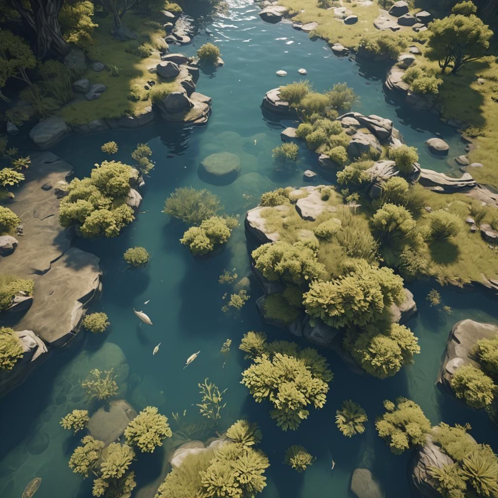 Underwater River Scene with 3D Shading