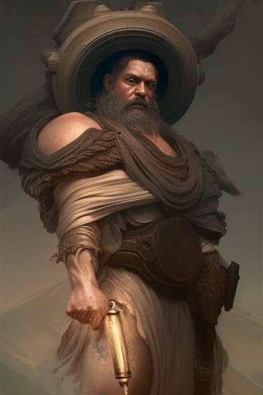 Rugged Zeus Portrait in Detailed Digital Painting Style