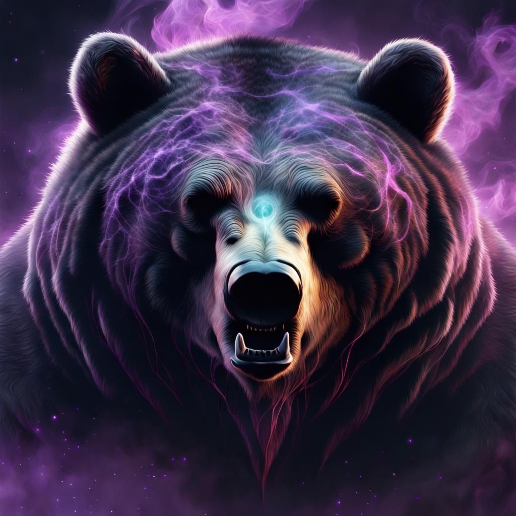 Surreal Undead Grizzly Bear in Detailed Portrait