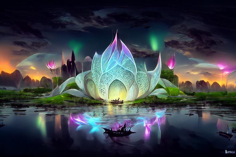 Illuminated Lotus in Astral Fantasy World