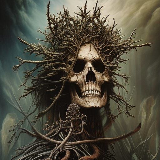 Punk Rock Tree Skull Fantasy Art