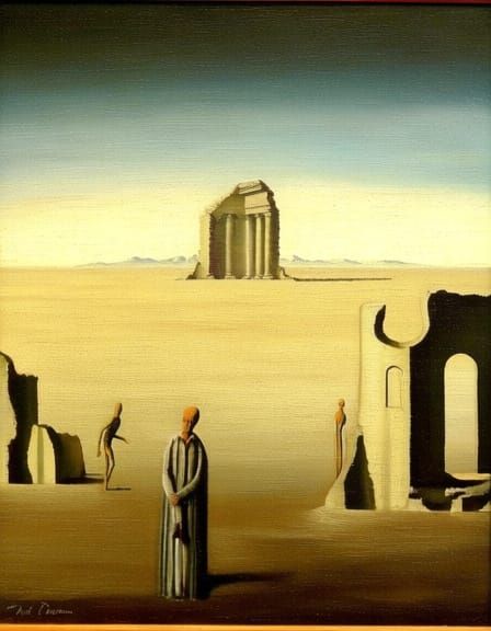 Surreal Desert Ruins Under Harsh Light