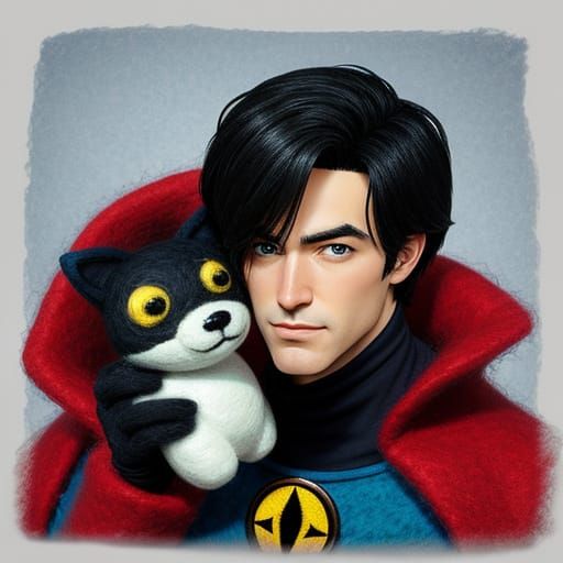 Felted Tim Drake Figure: Handcrafted Aesthetic