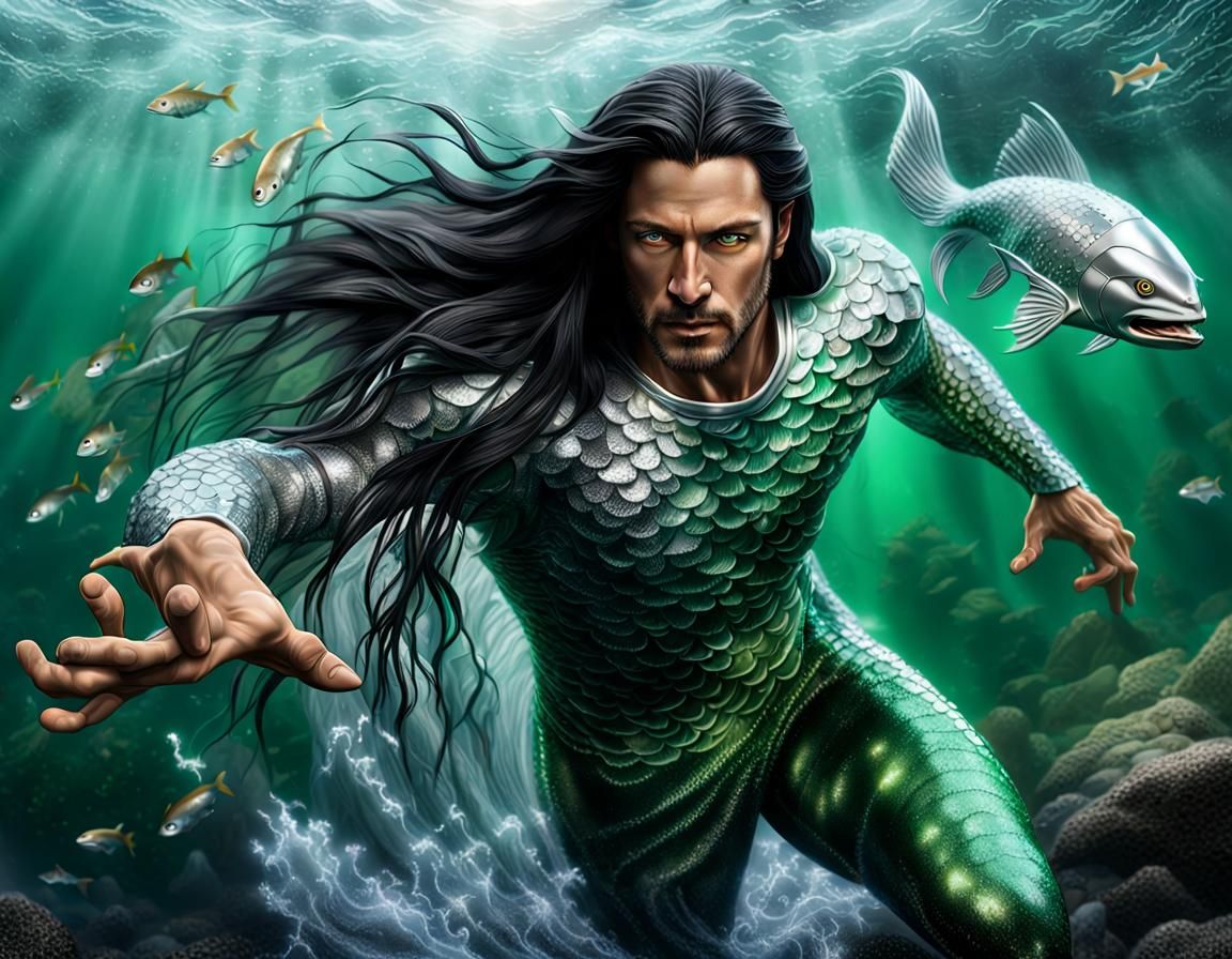 Hawaiian Water Spirit in Stormy Sea: Ultra-Realistic Photo