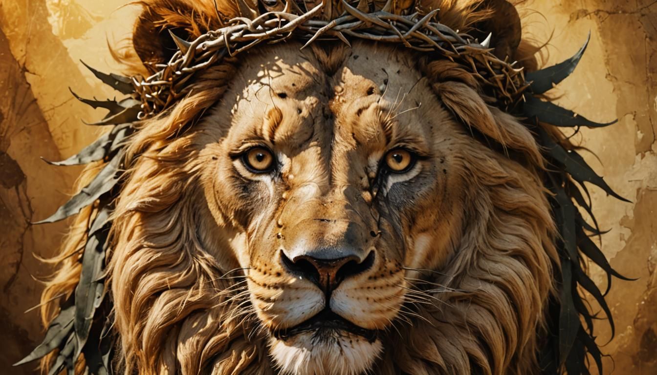 Majestic Lion with Thorns in Fantasy Art