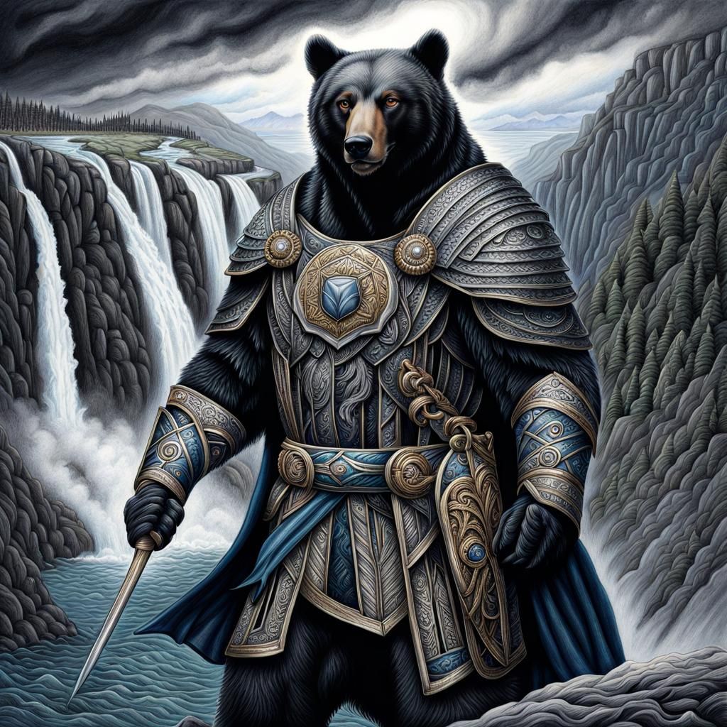 Heroic Figure Faces Stormy Sorrow: Colored Pencil Art