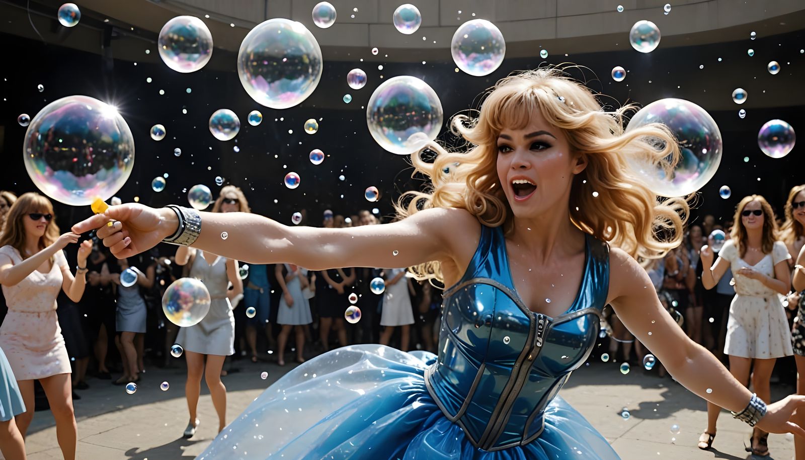 Barbarella Dancing Among Bubbles